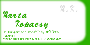 marta kopacsy business card